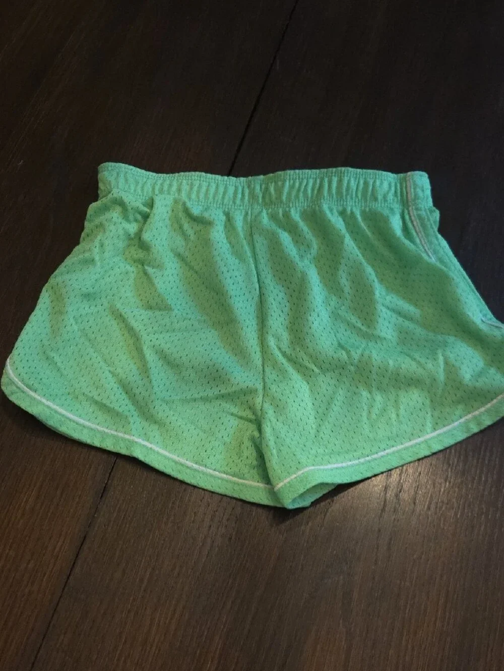 Justice Mint Green Mesh Athletic Shorts with White Trim